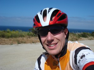 Riding next to the ocean